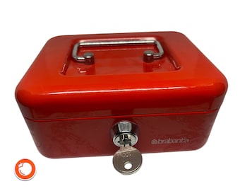 1970s cash box with key 20 cm red Germany