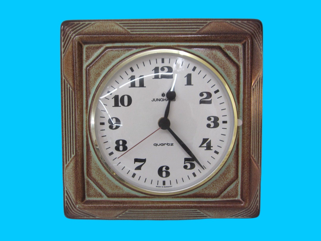 1970s JUNGHANS Quartz Wall Clock Kitchen Clock Ceramic Green Etsy
