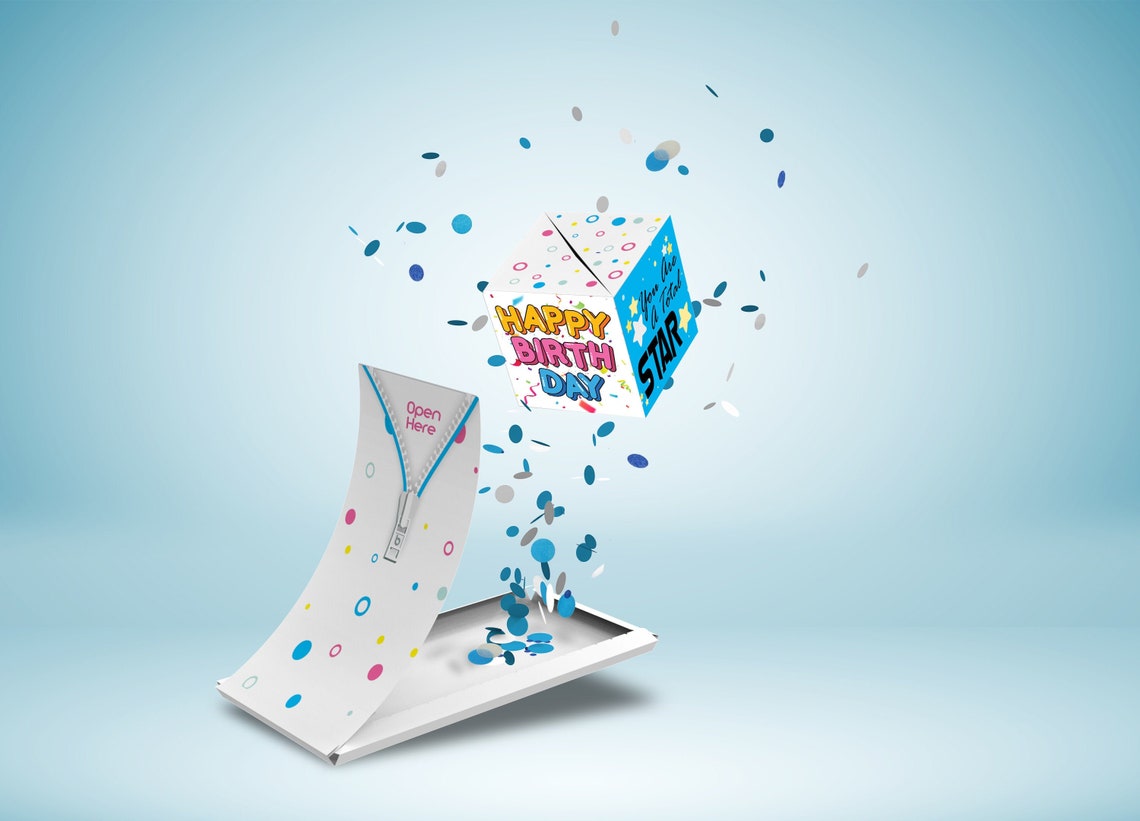 Boemby Exploding Confetti Greeting Card BOOM Card Surprise Etsy