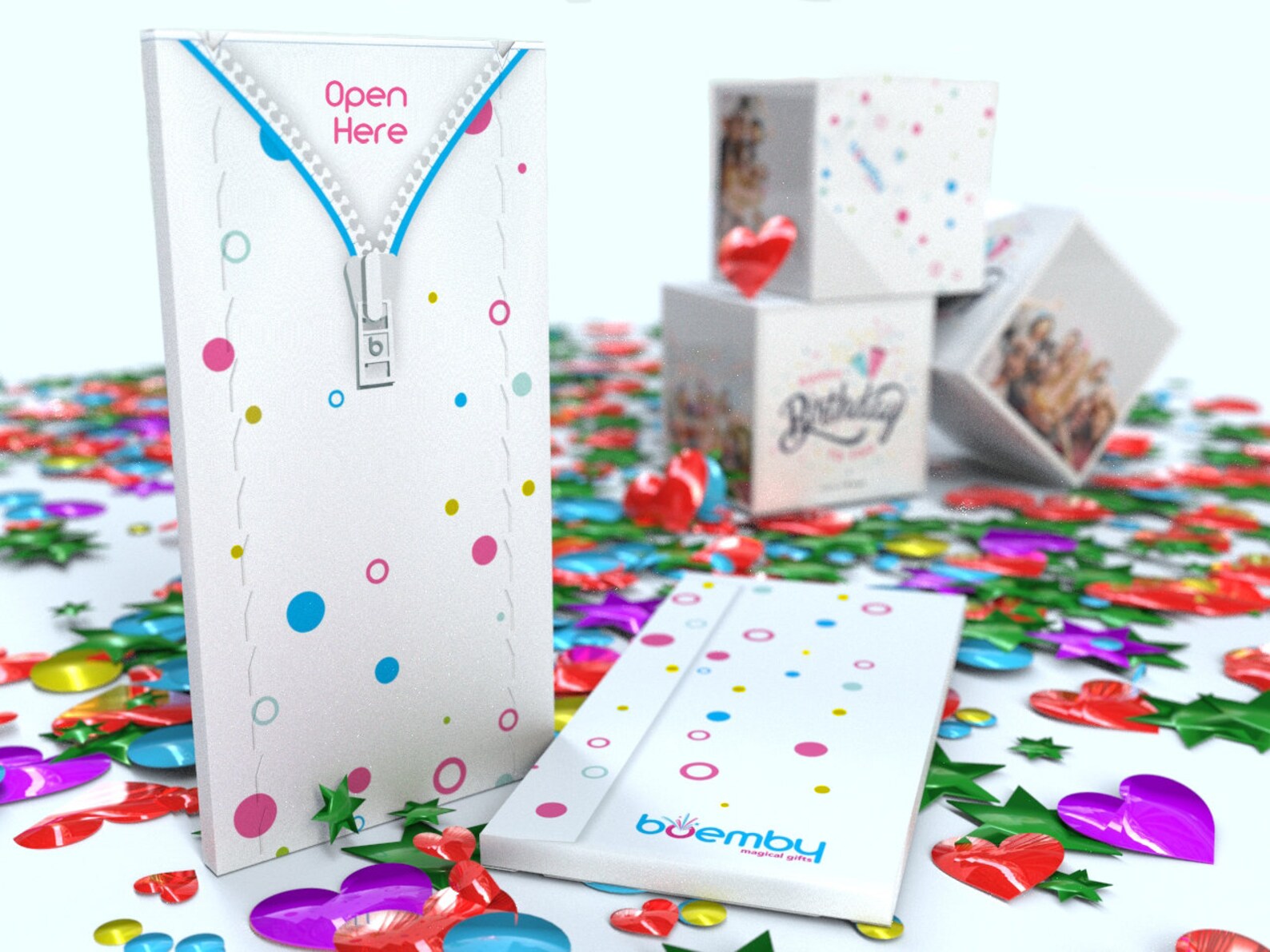 exploding confetti gift box