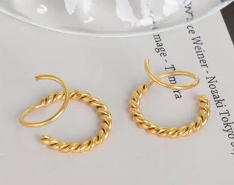 Double Twist Hoop Earrings - Twist