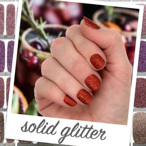 Solid Glitter Nail Wraps | 9 Styles | Non-Toxic Nail Polish Stickers, Decals, and Strips for DIY Manicures