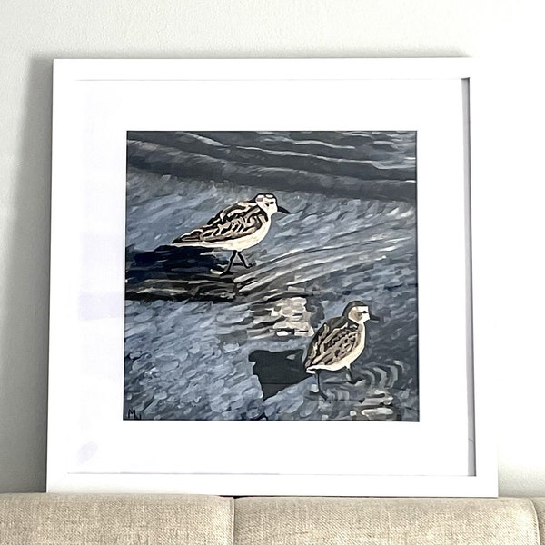 Piping Plovers on Pine Point giclee print, Acrylic on Canvas giclee print with 1-inch additional border, nautical art, ocean, beach
