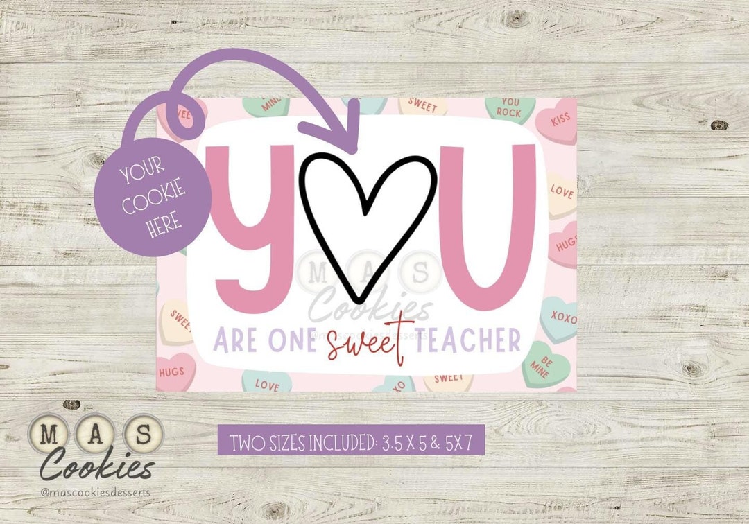 Printable Cookie Card - Teachers Valentine Card - Instant Download - 2 ...