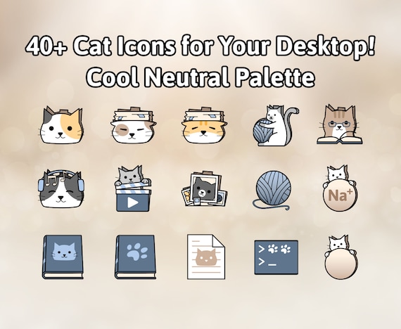 Cat Pack Computer Icons 130-164  Folder, Mac & PC, Aesthetic