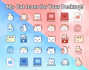 Icone delle cartelle dei gatti carini / Windows e MacOS / Download digitale / Desktop, laptop, MacBook