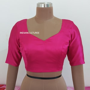 Handmade Silk Blouse In Sweet heart  Neck And Elbow Sleeves Blouse,Saree Blouse,Indian Blouse, Saree Top, Ethnic Blouse, All Size  Available