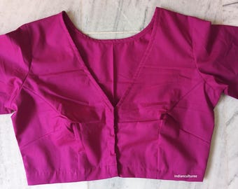Cotton V Neck Blouse | Elbow Sleeve Women’s Top | Casual Summer Shirt | Soft Breathable Everyday Blouse