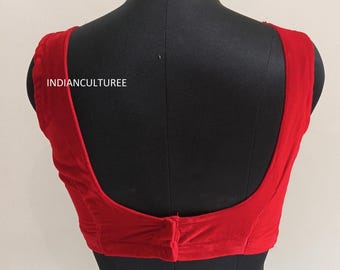Velvet Sleeveless Saree Blouse, Indian Lehenga Choli,