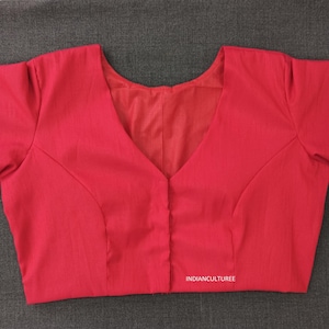 Designer v neck Silk Blouse, With Elbow Sleeves, Sari top ,Without Pads ,Sari Blouse all size avelable