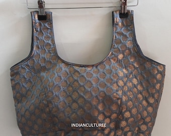 Handmade Chanderi Silk Blouse, Sleeveless Sari Top, All  Size