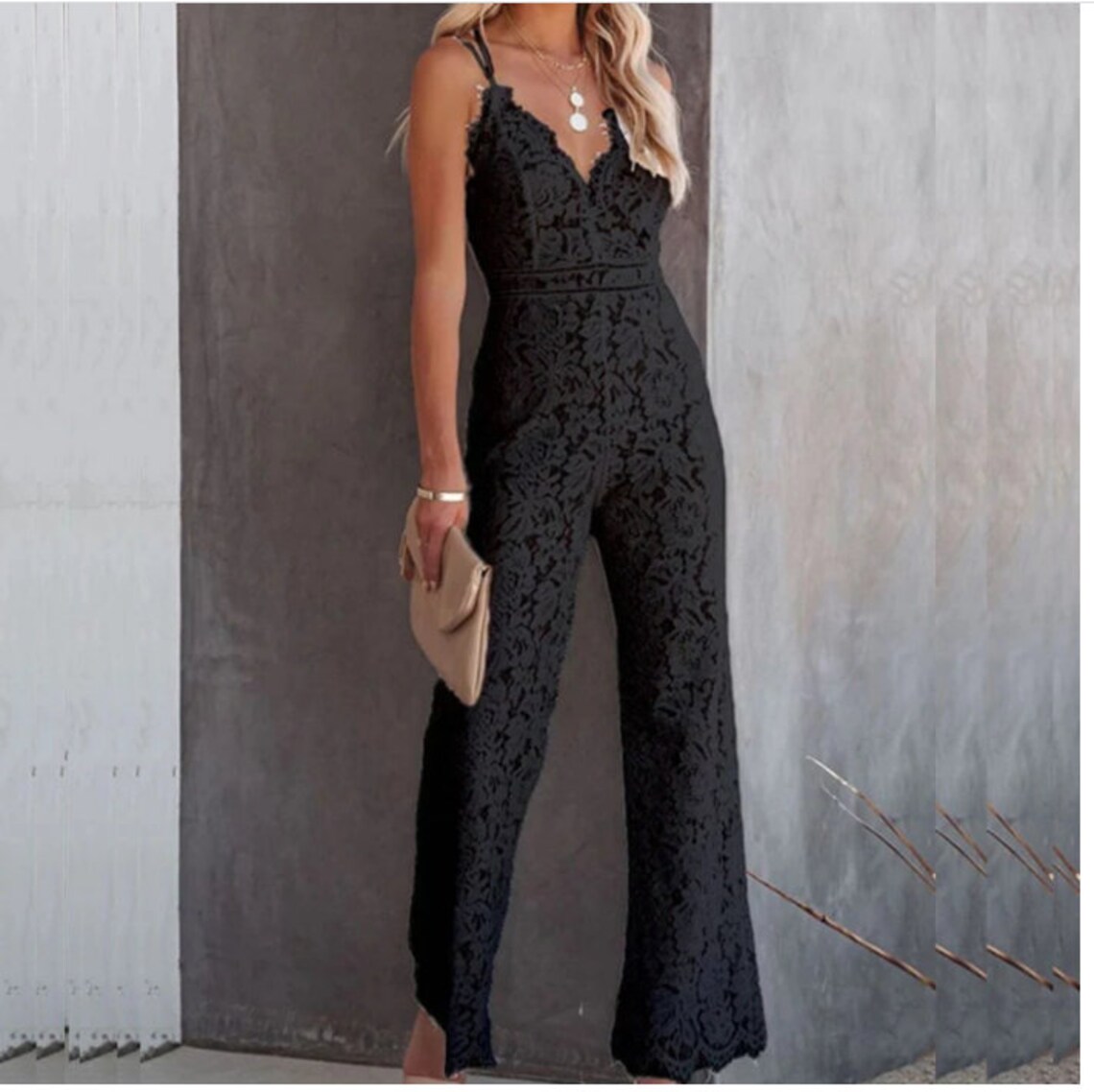 Fashion Lace Elegant Solid Jumpsuit Summer Sexy VNeck Etsy