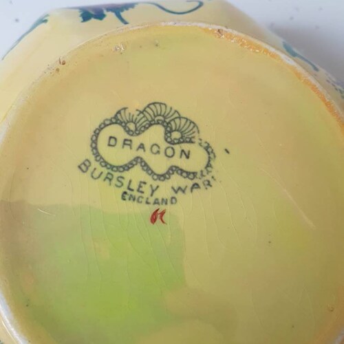 Bursley Ware' Octagonal Arts & Crafts Ceramic Bowl. Featuring shops Frederick Rhead's Dragon. Circa 1923