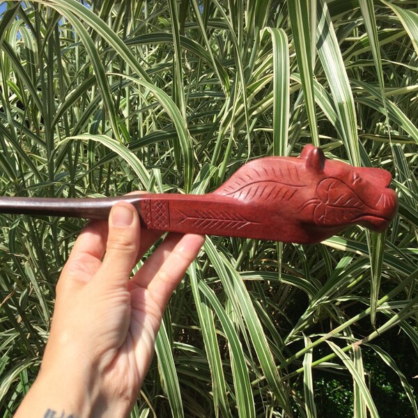 Large Amazonian Ayahuasca Mapacho Jaguar Head Ceremonial Pipe