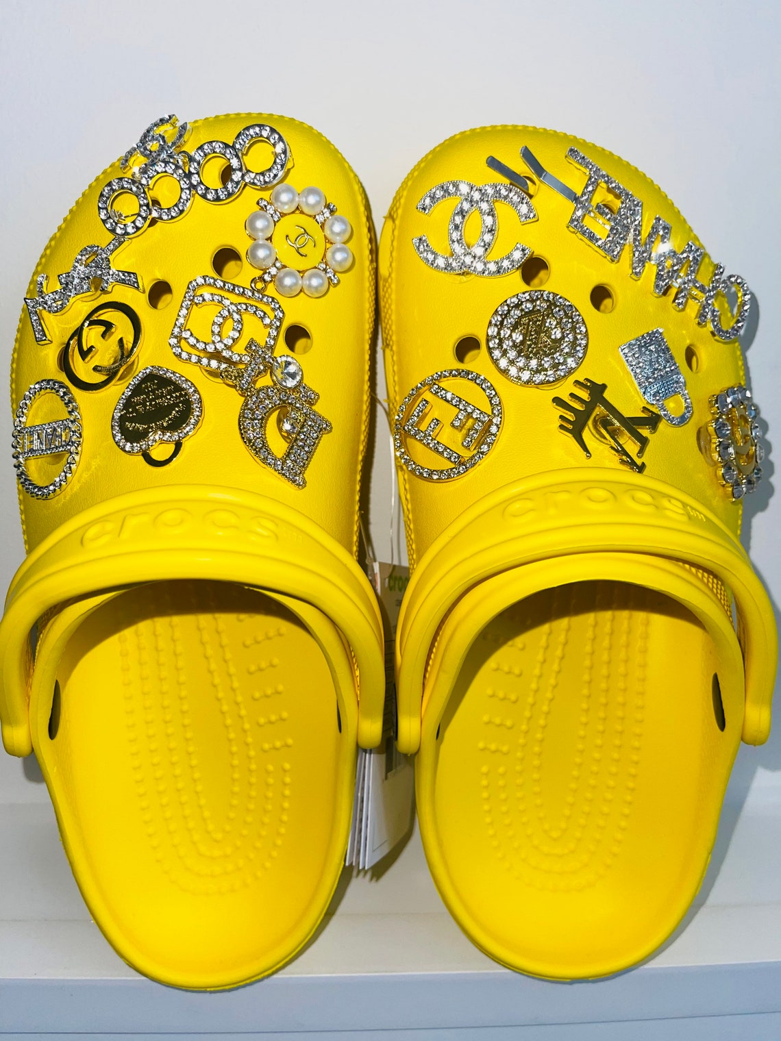 Bling Crocs Yellow Lemon Etsy