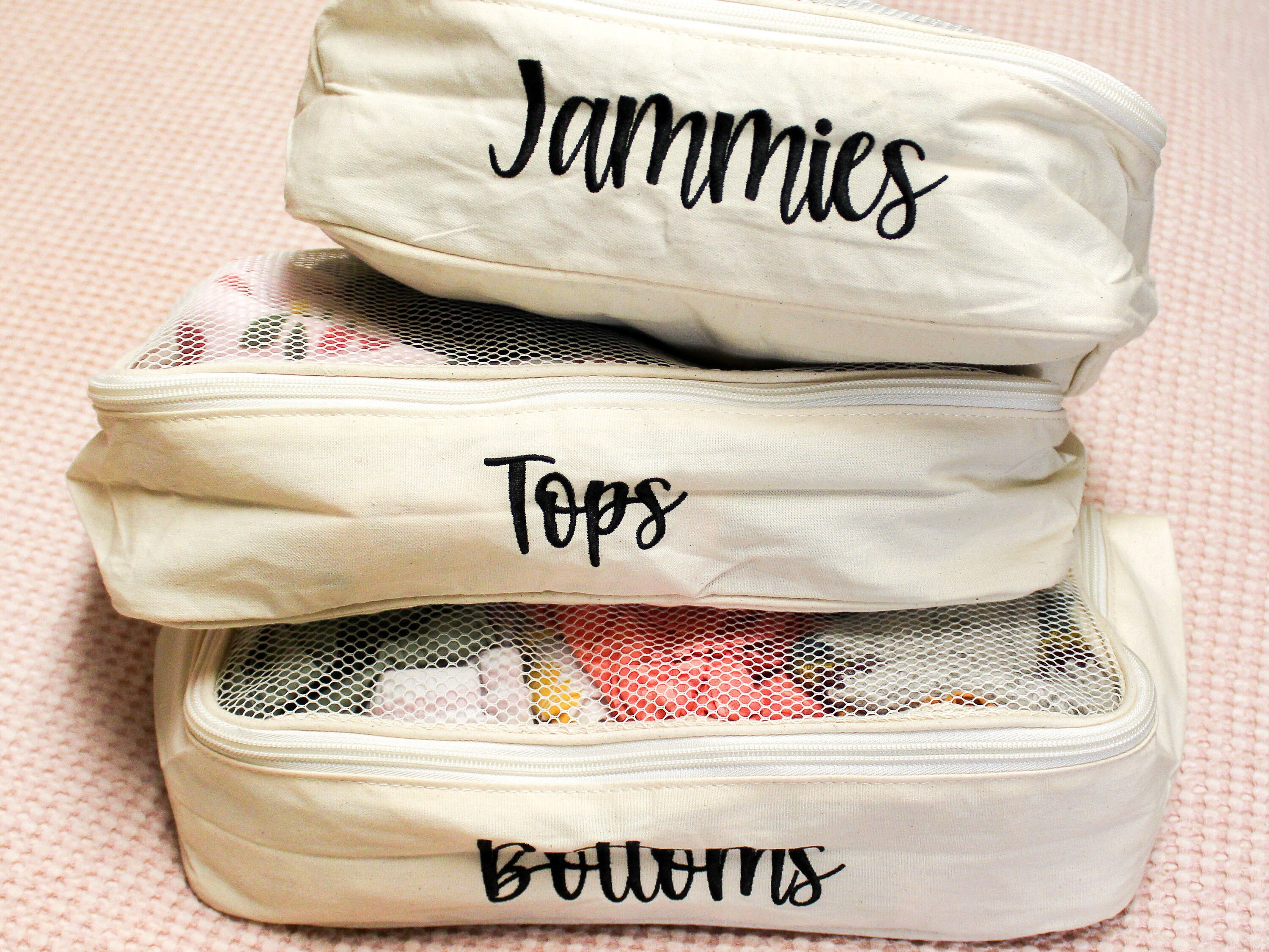 Labeled Packing Cubes Set of 6 Embroidered Packing Cubes Etsy