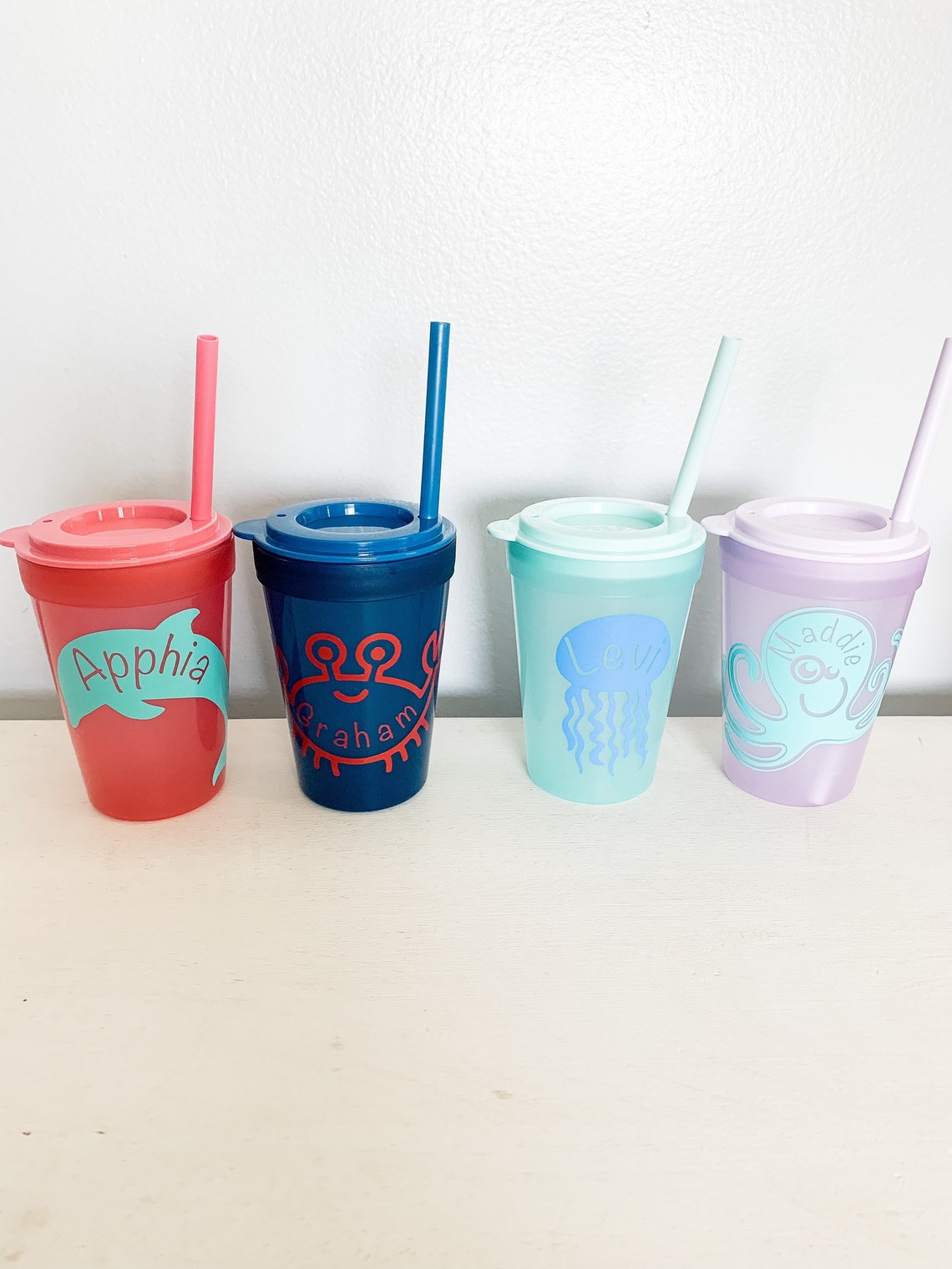 Custom Designed Animal Kids Straw Cup Etsy