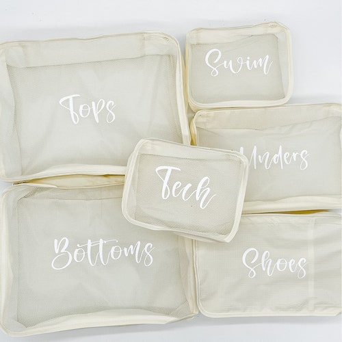 Cubes d'emballage personnalisés : pochettes de voyage à fermeture éclair, organiseur de valise