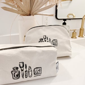 Boho Makeup Toiletry Bag, Zipper Pouch for Travel, Minimalist Makeup Pouch, Gift for Her, Gift for Mom, Gift for Girlfriend