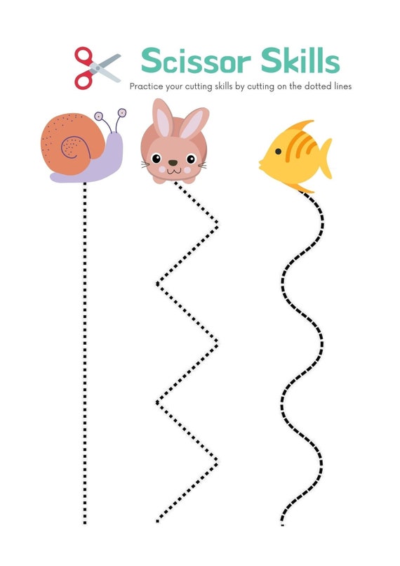 animal scissor cutting printable preschool worksheet etsy
