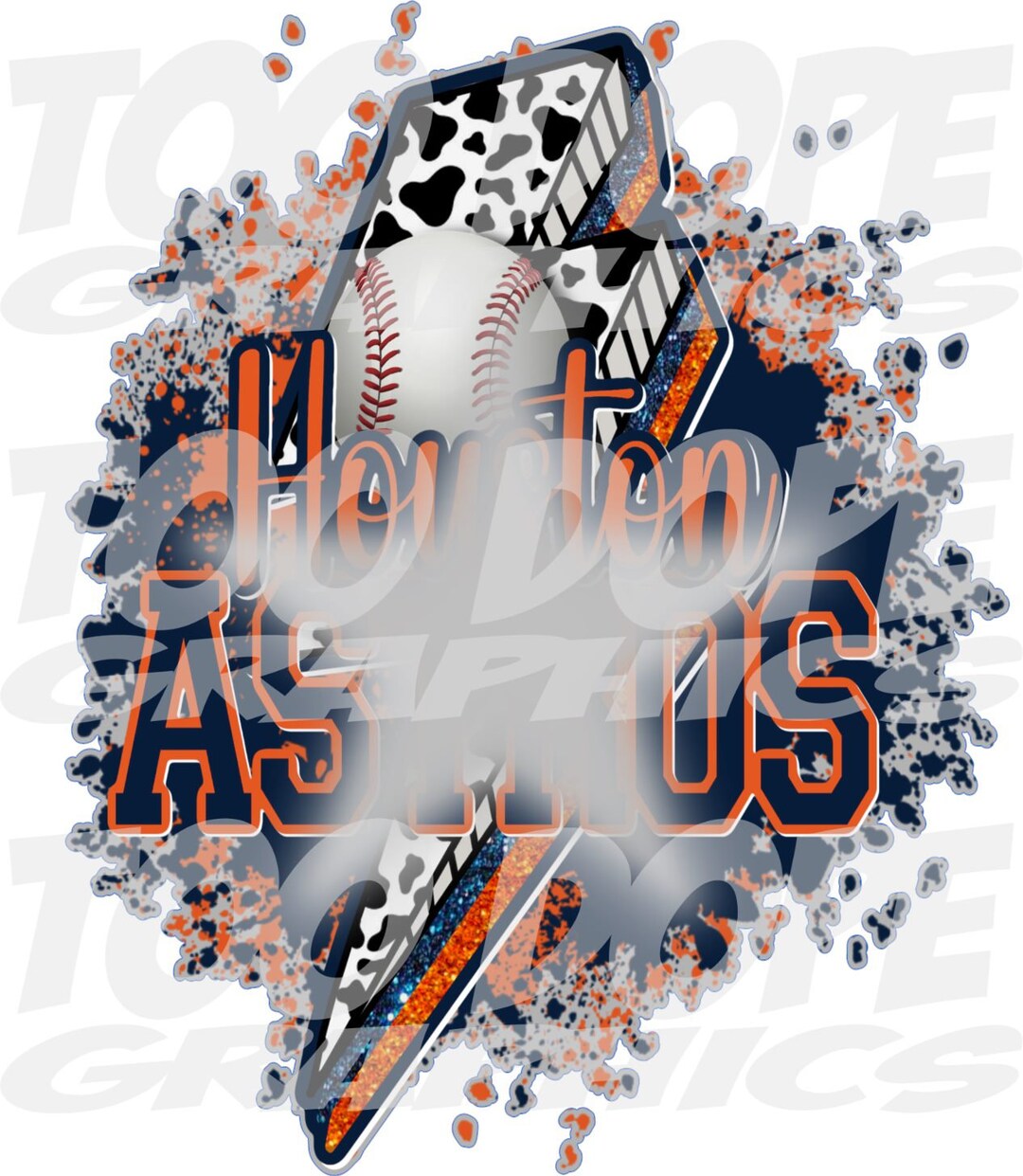 Astros Lightning Bolt Paint Splatter HTV Transfer Ready to Etsy