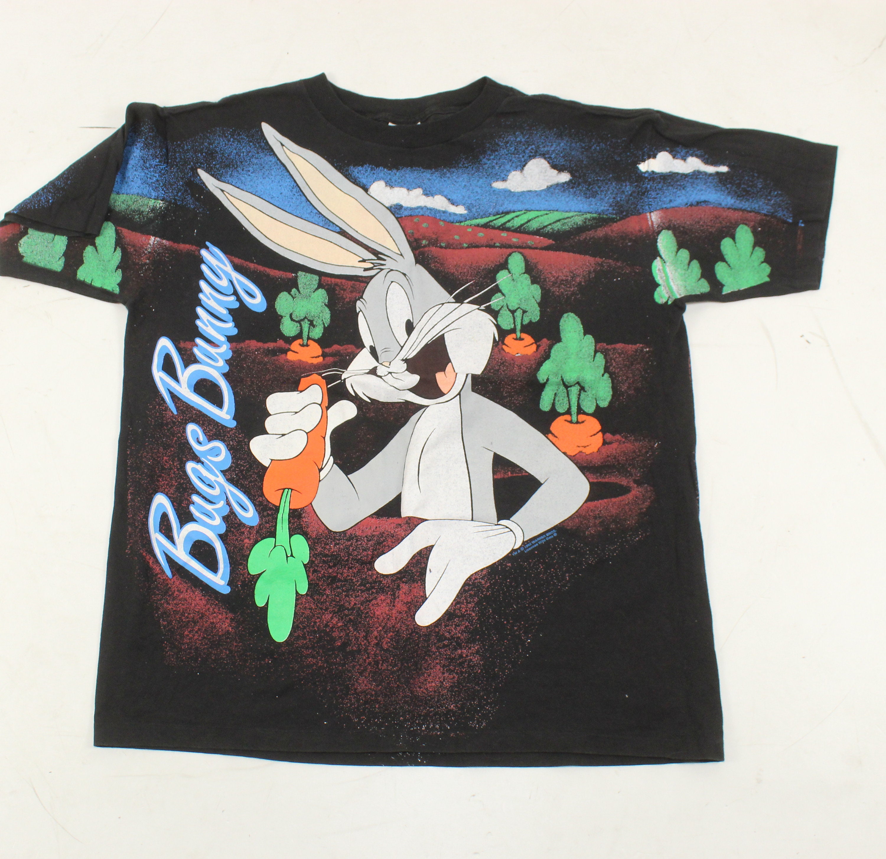 Bugs Bunny Mens Wild Oats Graphic T-shirt Black Crew Neck
