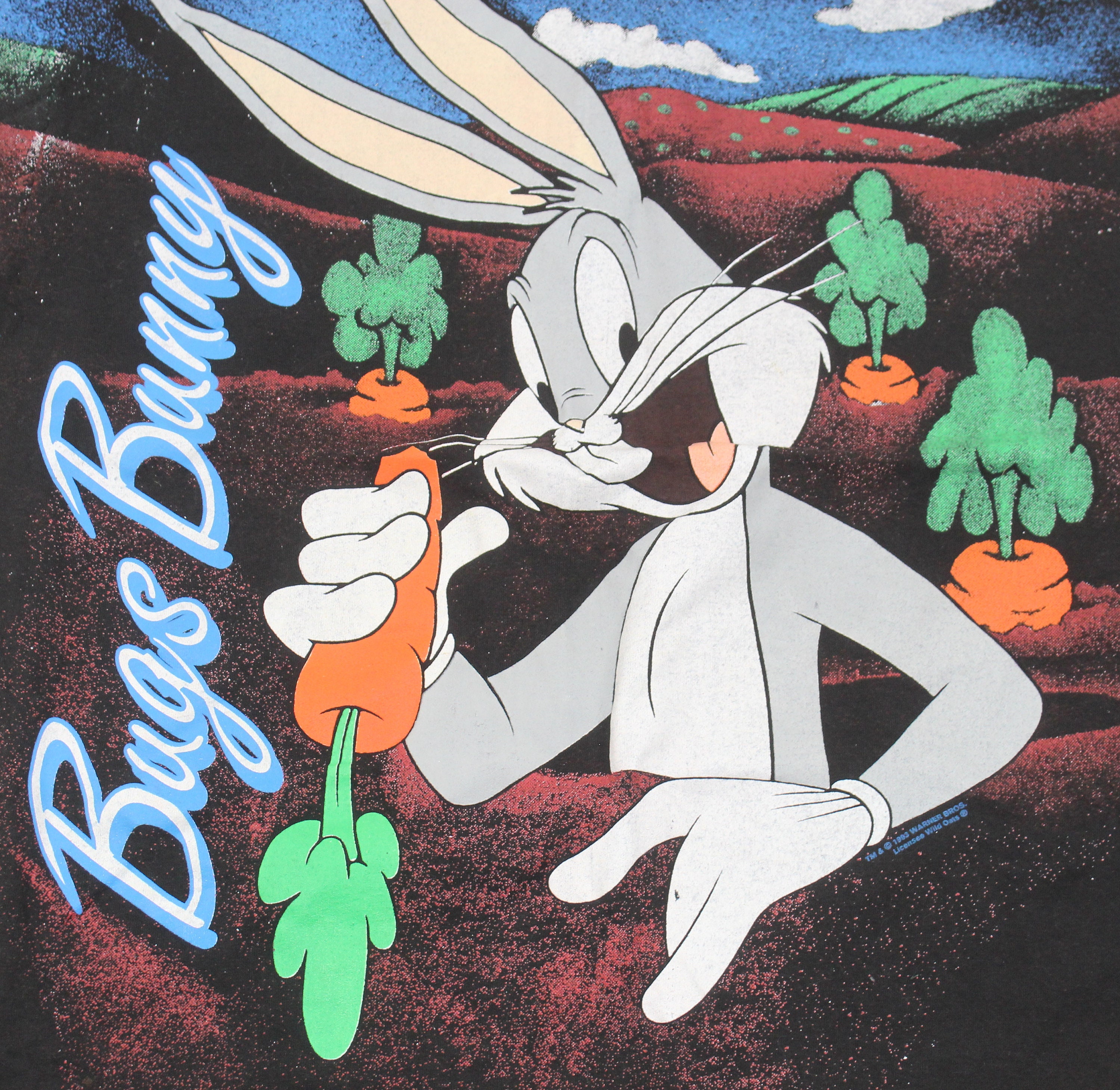 Bugs Bunny Mens Wild Oats Graphic T-shirt Black Crew Neck