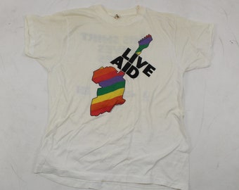 Vintage 80s Live Aid Africa T-Shirt L Deadstock Screen Stars 50/50 Thin Soft Sz XL