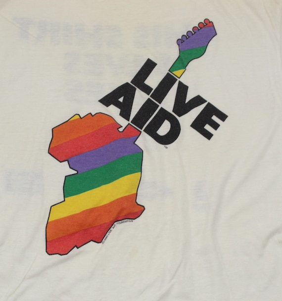 Vintage 80s Live Aid Africa T-shirt L Deadstock Screen Stars 50/50 
