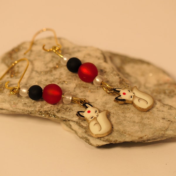 Kitsune fox earrings