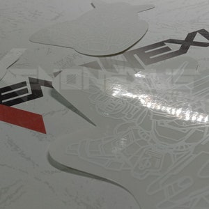 Screen Print Transparent Sticker Mecha Robot Character In White