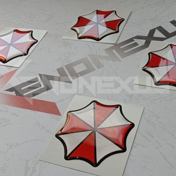 Umbrella Corporation Logo Elastic Epoxy Sticker Dome 3D economical small size - Resident Evil RE Biohazard