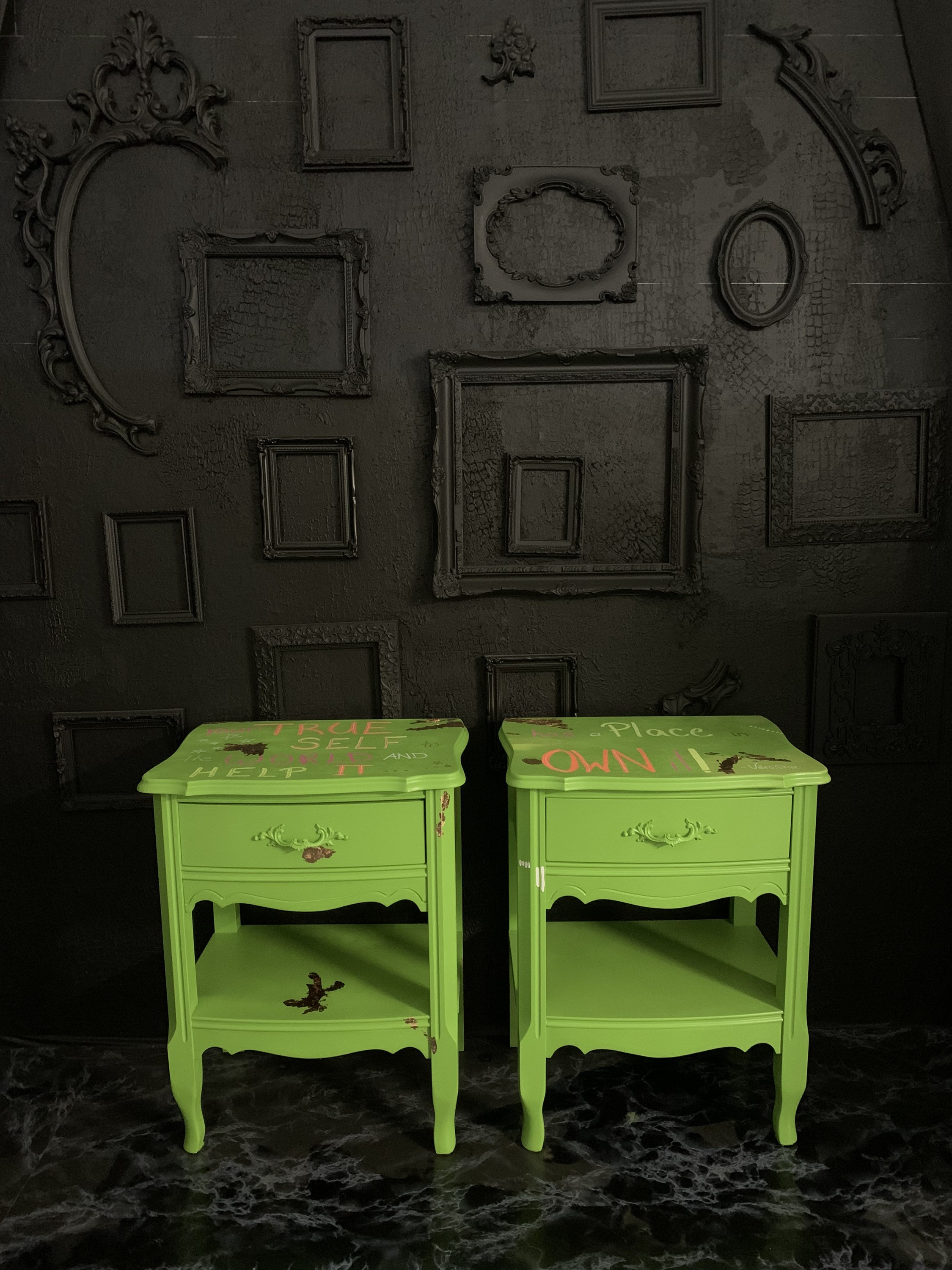 Lime Nightstands With Positive Quotes Set of 2 Etsy