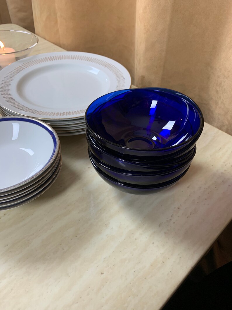 Blue Dinnerware Set Serves 6 Etsy