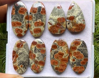 Peanut Obsidian Cabochons: Flat Back Gemstone Pairs, 22-25mm - 4 Pairs