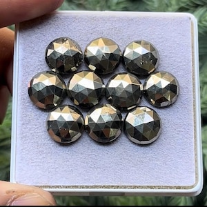 Natürliche Pyrit flache Rückseite Rose Schnitt Scheibe runde Form, Größe - 10 x 10 mm, 10 Stück viel