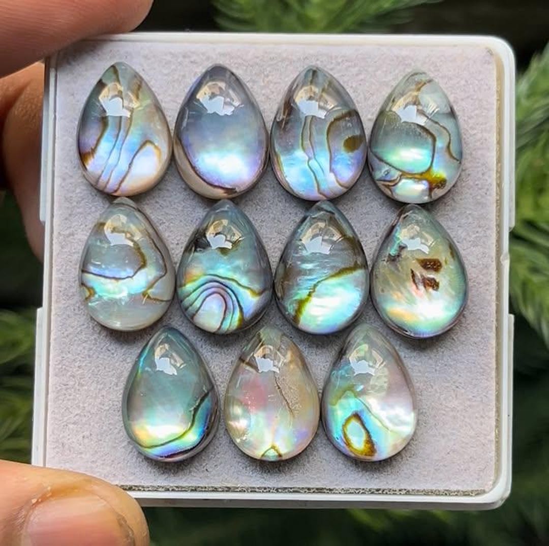 Natural Abalone Shell With Natural Himalayan Crystal Doublet Flat Back ...