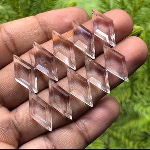 Natural Clear Quartz (Crystal) Flat Back Step Cut Slice diamond Shape, Size- 10x20 mm , 10 Piece lot