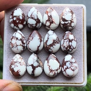 Natural Wild Horse Flat Back Cabochons Loose Gemstone Pear Shape, Size- 10x14 mm , 12 Piece lot