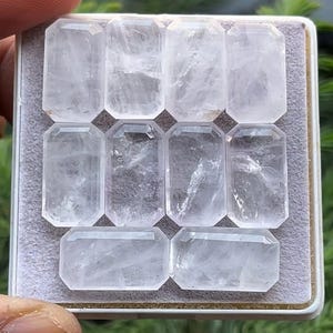 Natural Inclusion Clear Quartz Flat Back Both Side Step Cut Slice Hexagon Shape, Size- 10x17 mm , 10 Piece lot