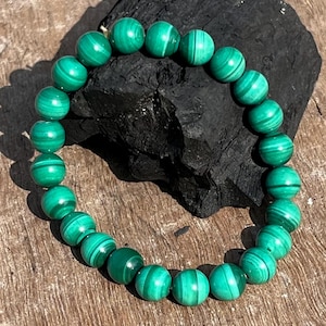 AAA Quality Natural Malachite Beaded bracelet . Strech Bracelet.