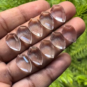 Natural Clear Quartz (Crystal) Flat Back Step Cut Slice Fancy Shape, Size- 10x16 mm , 10 Piece lot