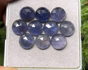Iolite Round Slice: 10mm Rose Cut Gemstone - 10 Piece Lot