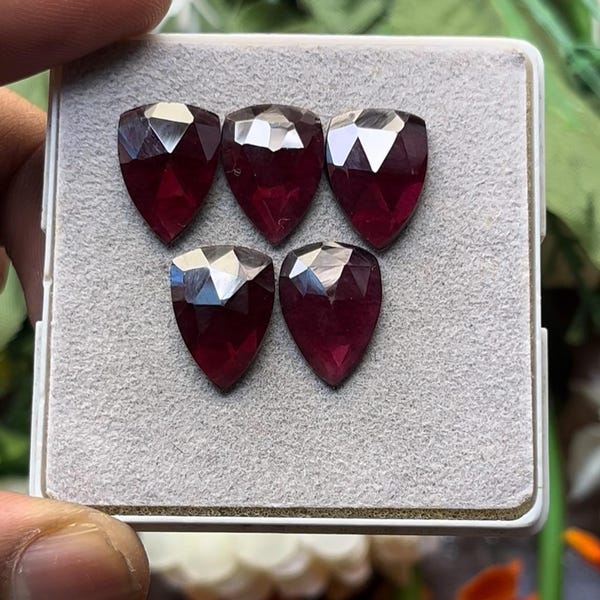 Natural rhodolite garnet Flat Back Rose Cut Slice shield Shape, Size- 10x14 mm , 10 Pieces lot,