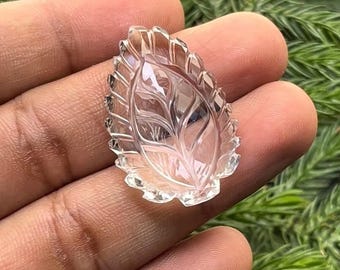 Natural Clear Quartz Flat Back Leaf Carving , Size- 34x22.5x10 mm , 1 Piece lot