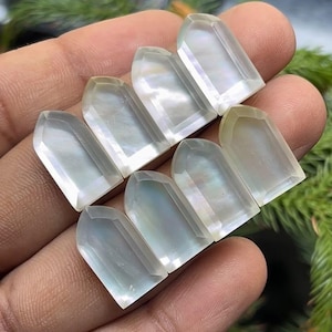 Natural Mother pearls With Himalayan Clear Quartz Doublet Flat Back Step Cut Slice fancy Shape, Size- 10x18 mm , 8 Piece lot