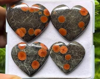 Pinda-obsidiaan hart cabochons: natuurlijke edelsteen, 23-28 mm, set van 4"