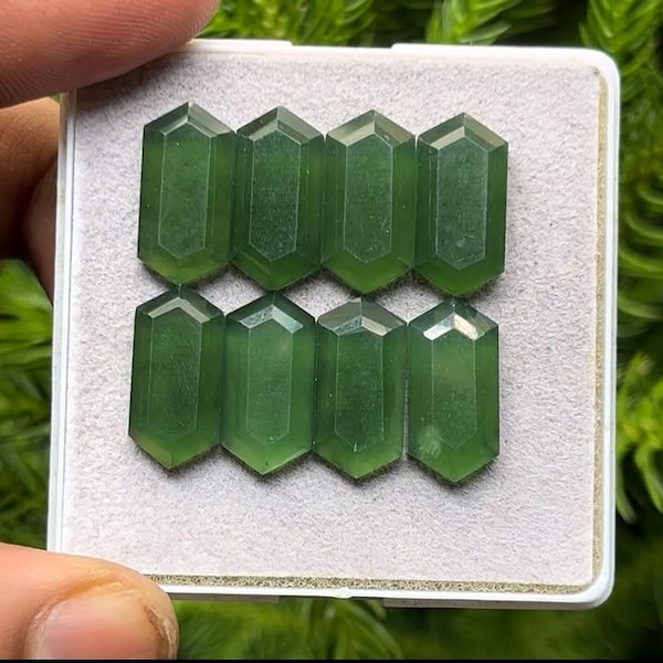 Natural Serpentine Flat Back Step Cut Slice Hexagon Shape, Size- 8x16 mm , 8 Pieces lot