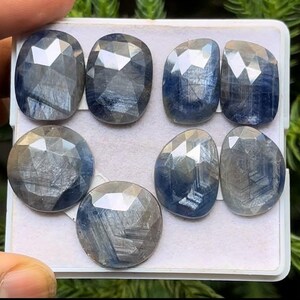 Natürliche blaue Saphir Flachrückseite Rose Cut Scheibenpaare Mix Form, Größe - 20 bis 21 mm, 4 Paar viel