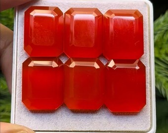 AAA Quality Orange Chalcedony Flat Back Step Cut Slice Octagon Shape, Size- 14x18 mm , 6 Piece lot